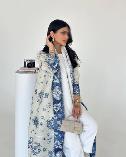 Designer Pleated Printed Long Shrug