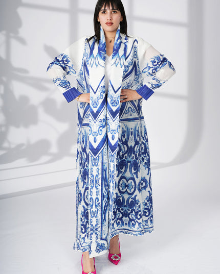 Designer Pleated Printed Long Shrug