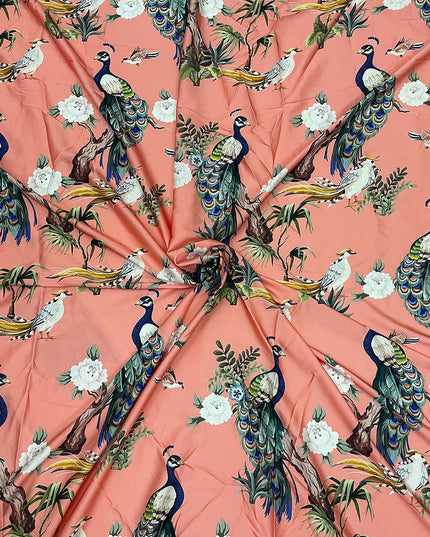 Soft Satin Peacock Digital Print Fabric