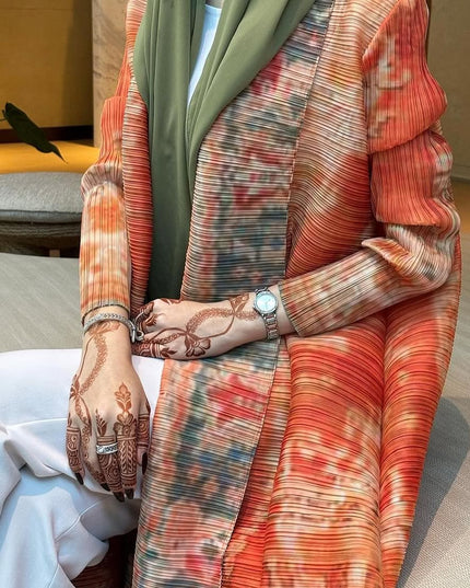 Designer Pleated Printed Long Shrug