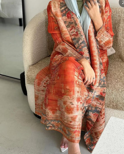 Designer Pleated Printed Long Shrug