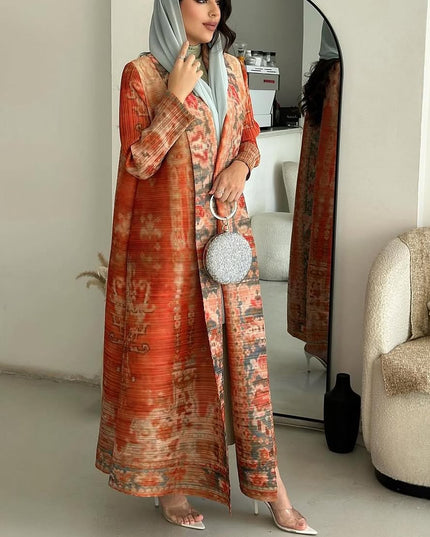 Designer Pleated Printed Long Shrug