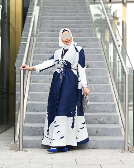 Designer Pleated Printed Long Shrug