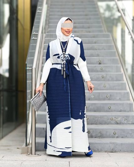 Designer Pleated Printed Long Shrug