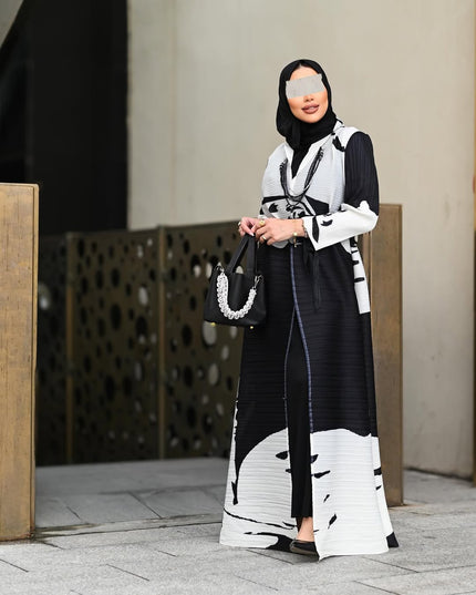 Designer Pleated Printed Long Shrug