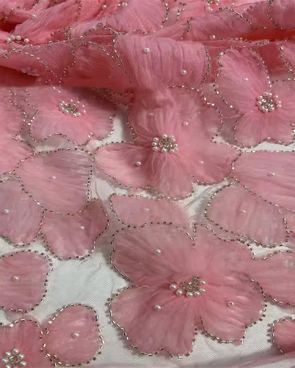 Mesh flower embroidery bead fabric