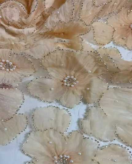 Mesh flower embroidery bead fabric