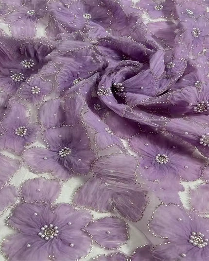 Mesh flower embroidery bead fabric