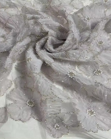 Mesh flower embroidery bead fabric