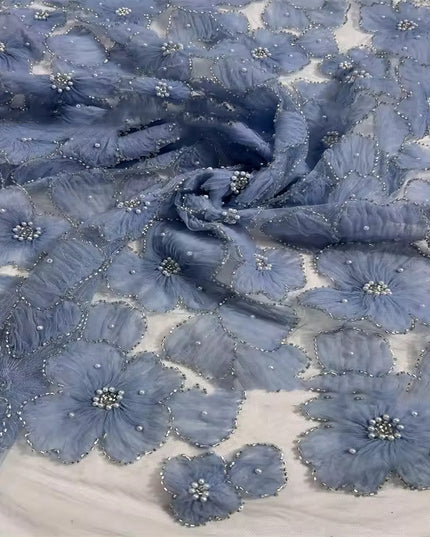 Mesh flower embroidery bead fabric