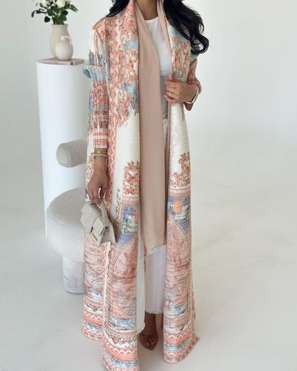 Designer Pleated Printed Long Shrug