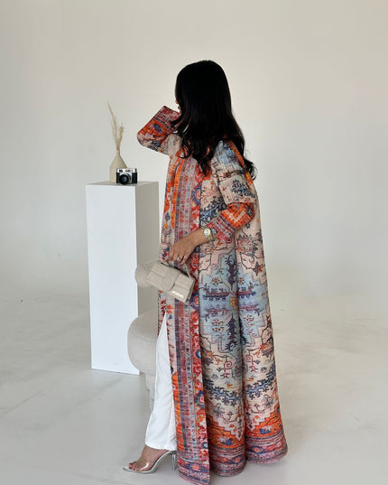 Designer Pleated Printed Long Shrug