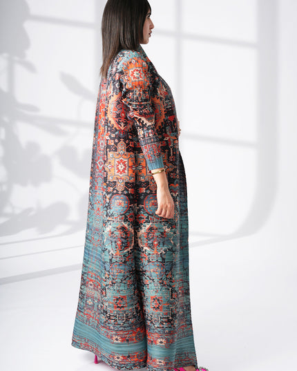 Designer Pleated Printed Long Shrug