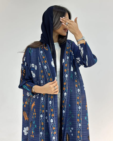 Designer Pleated Printed Long Shrug