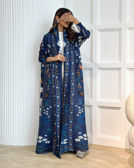 Designer Pleated Printed Long Shrug