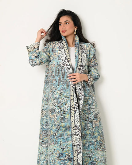 Designer Pleated Printed Long Shrug