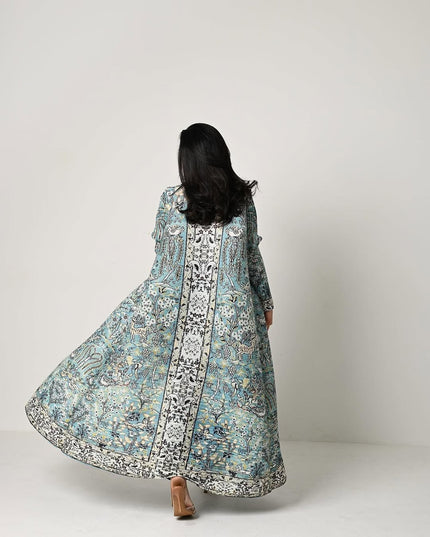 Designer Pleated Printed Long Shrug