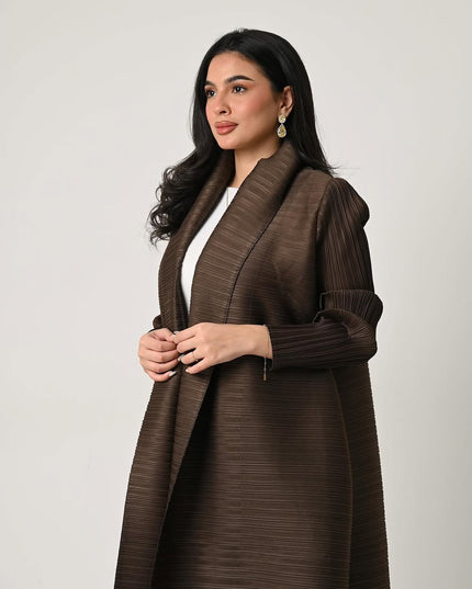 Designer Pleated Printed Long Shrug