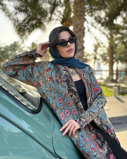 Designer Pleated Printed Long Shrug