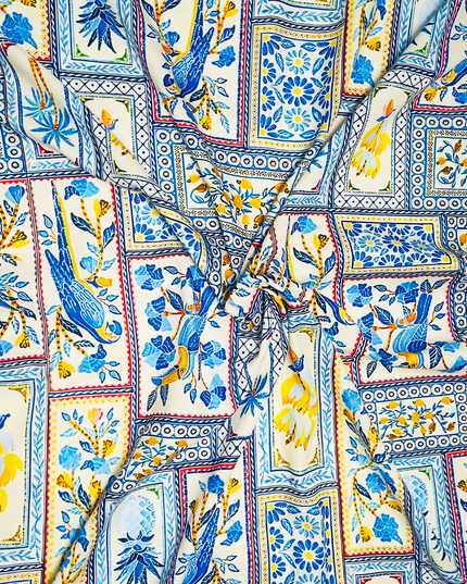 Cotton Linen Smooth Silk Printed Fabric