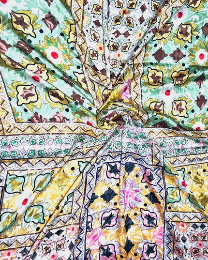 Satin Jacquard Floral Digital Print Fabric.