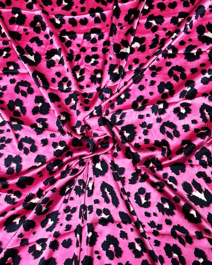 Satin Pink Cheetah Digital Print Fabric