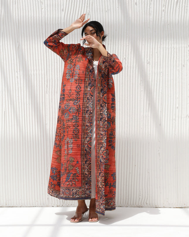 Designer Pleated Printed Long Shrug