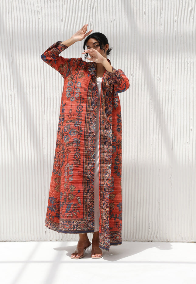 Designer Pleated Printed Long Shrug