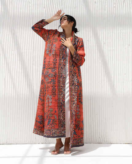 Designer Pleated Printed Long Shrug