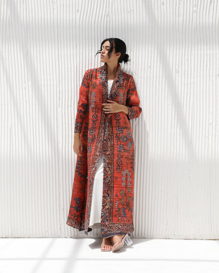 Designer Pleated Printed Long Shrug