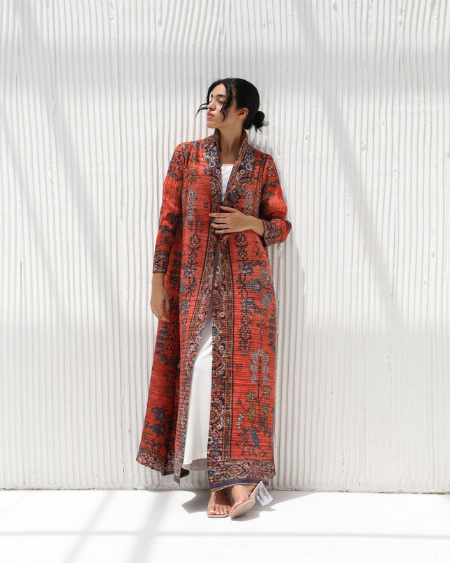 Designer Pleated Printed Long Shrug