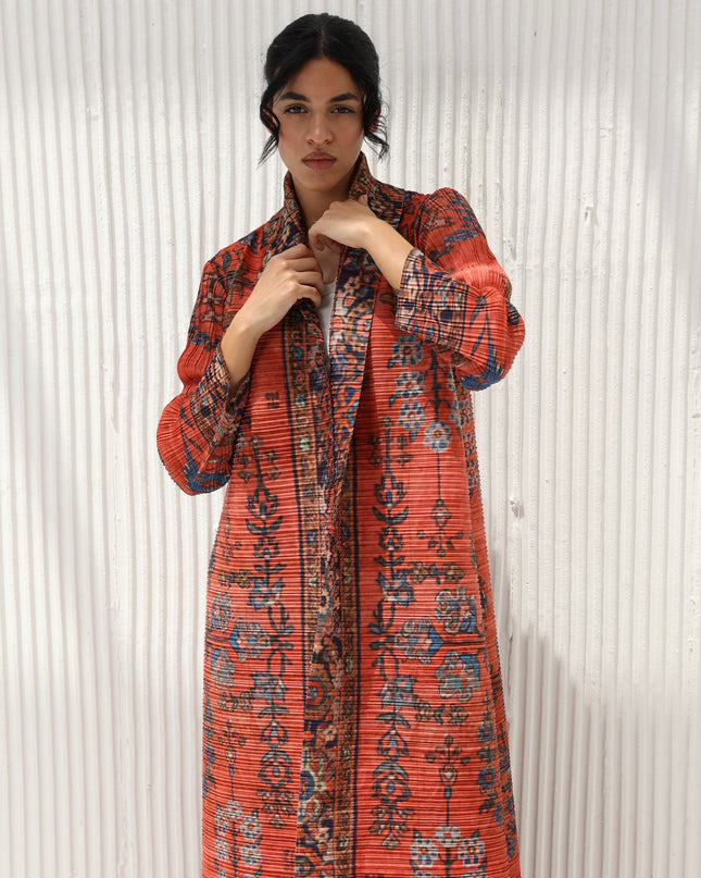 Designer Pleated Printed Long Shrug
