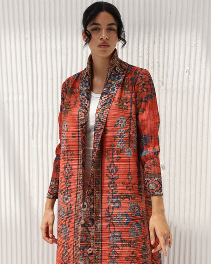 Designer Pleated Printed Long Shrug