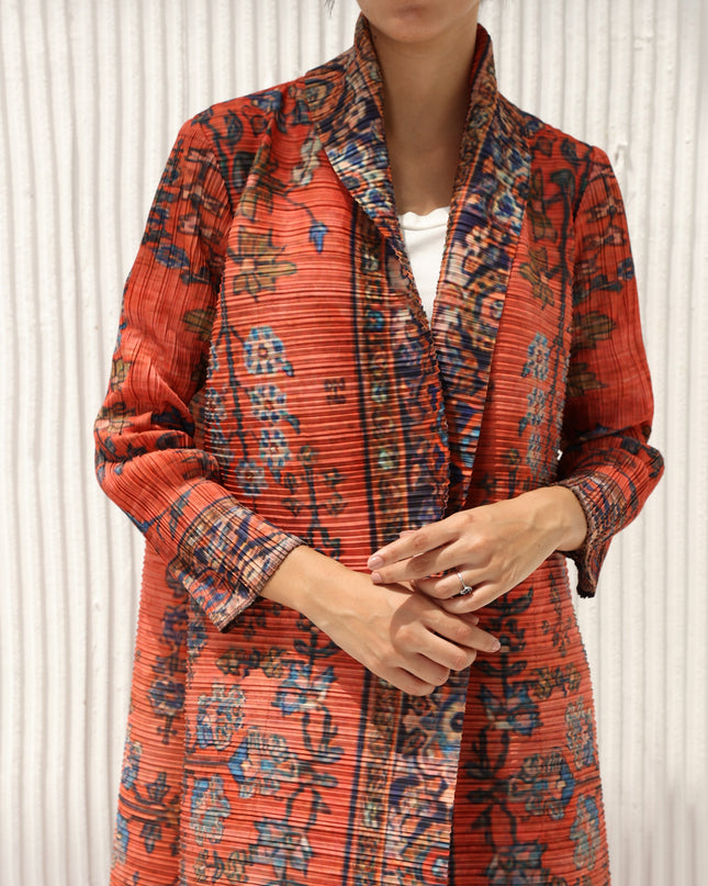 Designer Pleated Printed Long Shrug