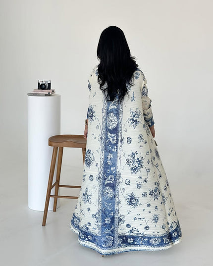 Designer Pleated Printed Long Shrug