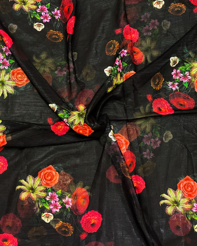 Metallic Silk Shifon Digital Print Fabric