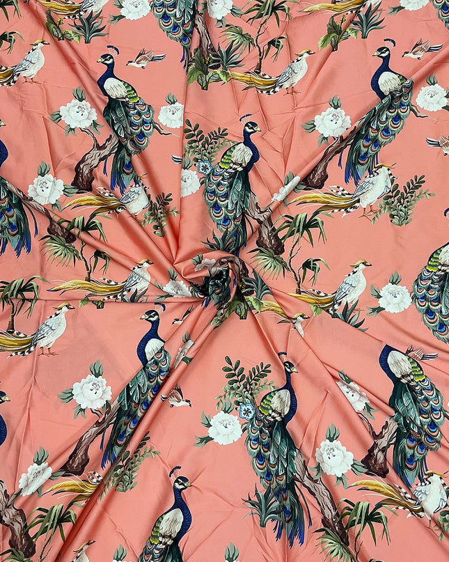 Soft Satin Peacock Digital Print Fabric