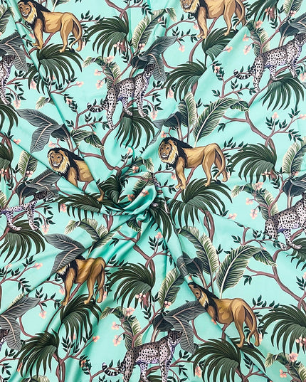 Soft Satin Lion Digital Print Fabric