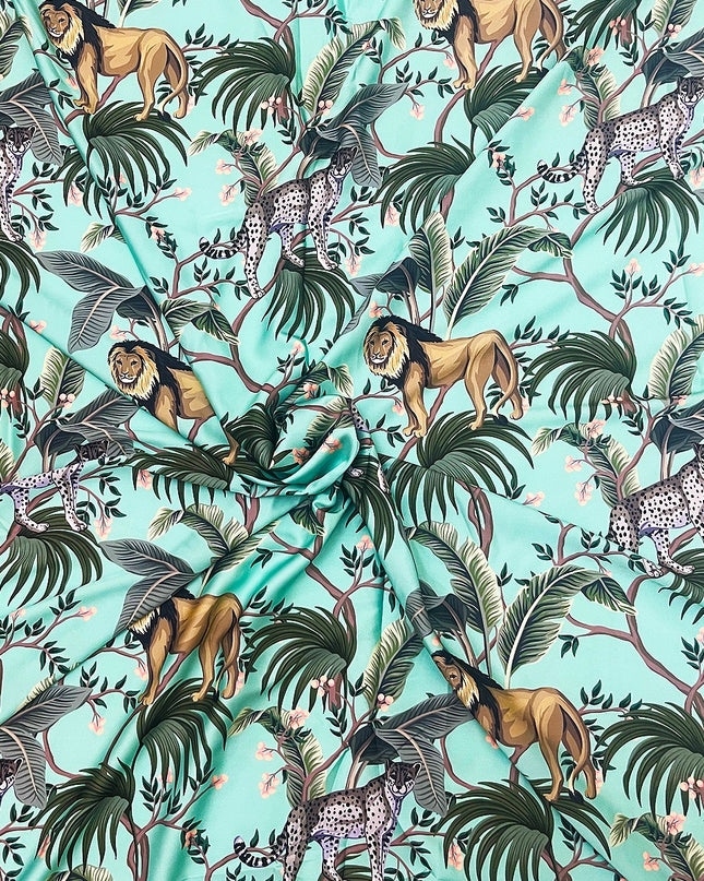 Soft Satin Lion Digital Print Fabric
