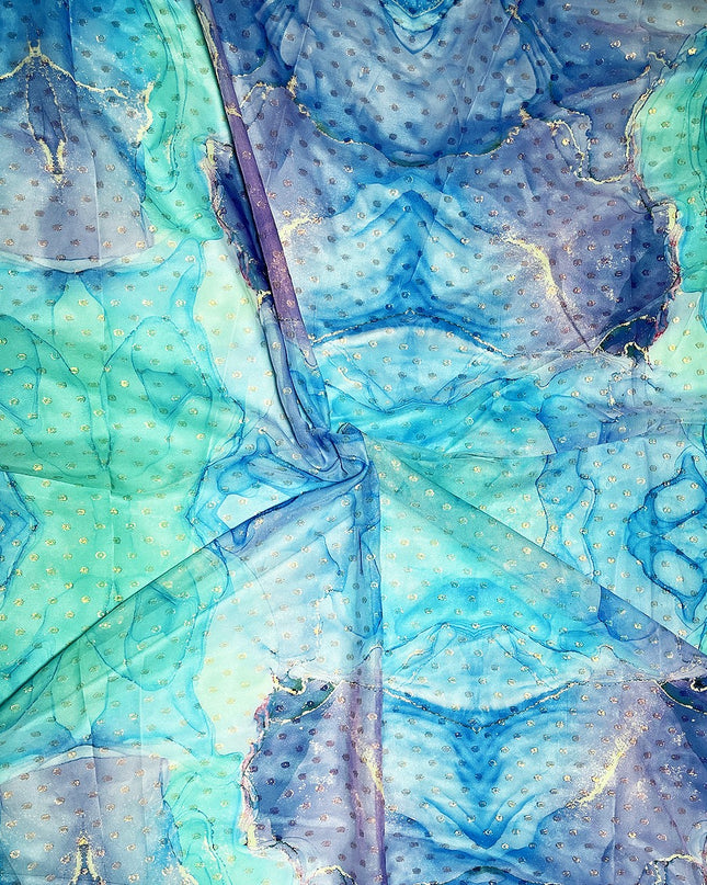 Metallic Silk Shifon Digital Print Fabric