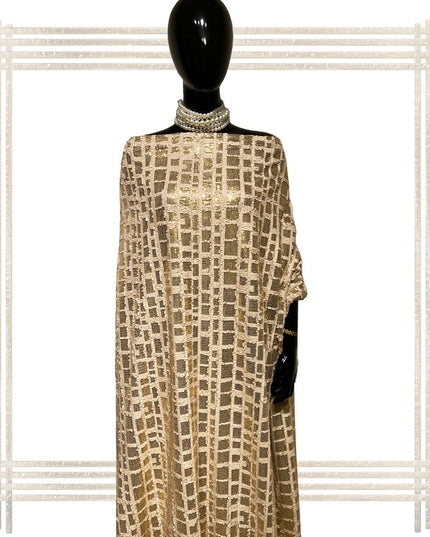 Mesh Golden Sequence Embroidery Fabric