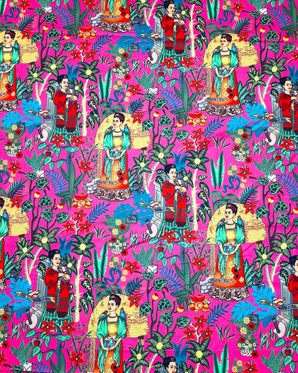 Japanese Cotton Linen Girl Print Fabric