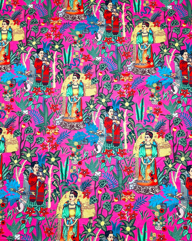 Japanese Cotton Linen Girl Print Fabric