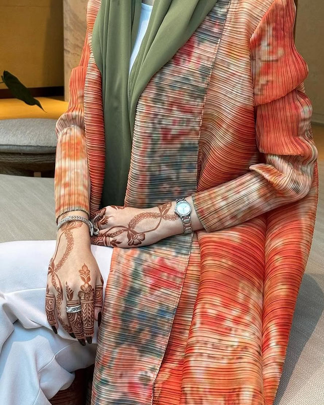 Designer Pleated Printed Long Shrug