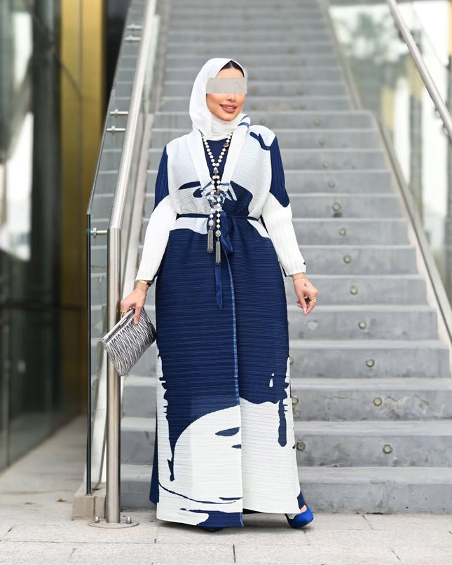 Designer Pleated Printed Long Shrug