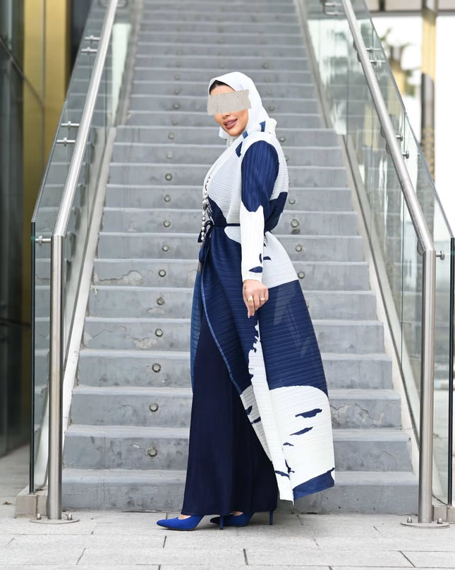 Designer Pleated Printed Long Shrug