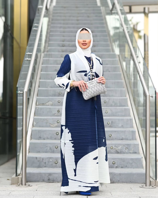 Designer Pleated Printed Long Shrug
