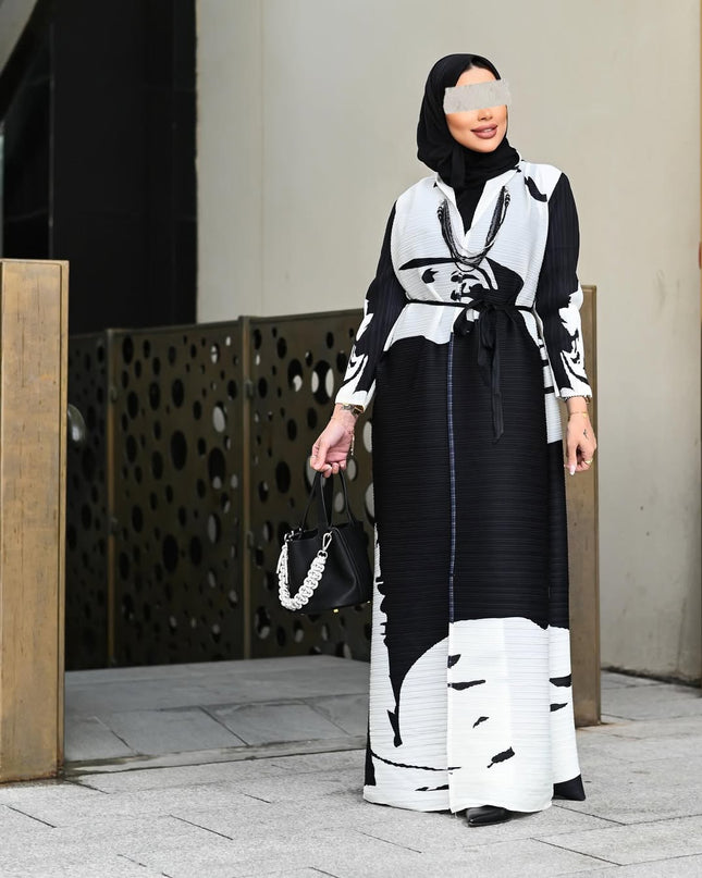 Designer Pleated Printed Long Shrug