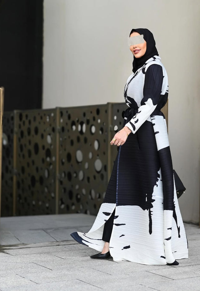 Designer Pleated Printed Long Shrug