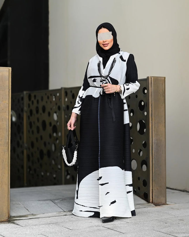 Designer Pleated Printed Long Shrug